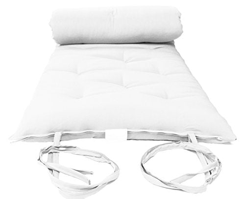 Queen Size White Traditional Japanese Floor Futon Mattresses, Foldable Cushion Mats, Yoga, Meditaion 60" Wide X 80" Long D&D Futon Furniture