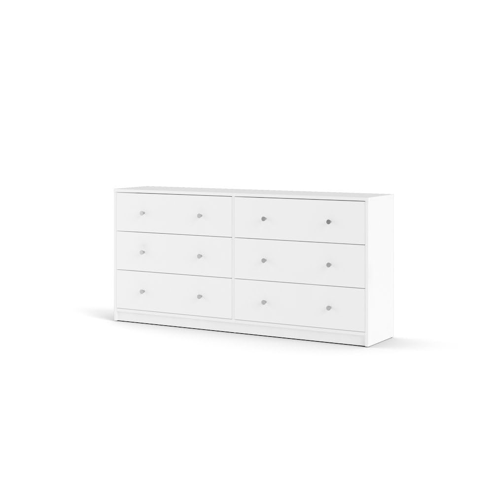 Sleek 6 Drawer Double Dresser in White by FurniFact, Ideal for Maximizing Storage in Compact Living Areas While Enhancing Decor Furnifact
