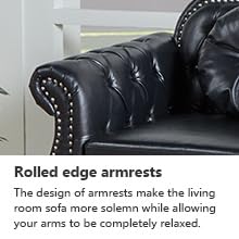 AVZEAR 60" Loveseat Sofa, Chesterfield Sofa, Mid-Century Modern PU Upholstered 2 Seater Sofa, Deep Button Tufted Living Room Sofa with Two Throw Pillows, Black AVZEAR