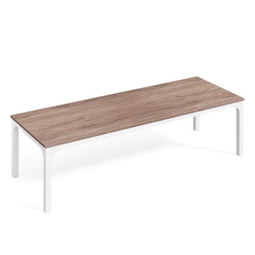 LITTLE TREE Two Person Desk, 78.7 Inches Extra Long Computer Desk, Wooden Large Office Desk with Strong Metal Legs, Double Desk for 2 People, Writing Table Study Desk for Home Office, Oak & White LITTLE TREE