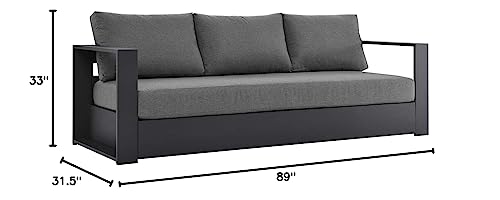 Modway Tahoe Aluminum Outdoor Patio Sofa in Gray Charcoal Modway
