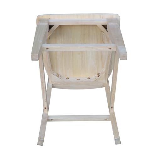 International Concepts Unfinished Seattle Counter Height Stool, 24-Inch, Brown IC International Concepts