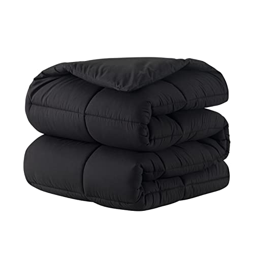 DOWNCOOL Comforters Full Size, Duvet Insert,Black All Season Duvet, Lightweight Quilt, Down Alternative Hotel Comforter with Corner Tabs (Black, Full 82x86 Inches) DOWNCOOL