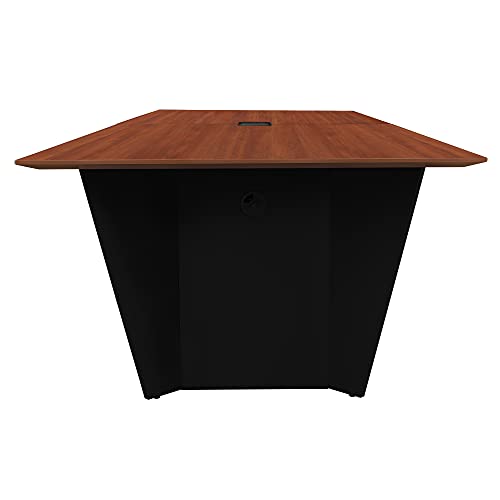 Regency Array 96" Conference Table with Built-in Power & Data Grommet – Modern Tapered Leg Design, Cable Management, Meeting & Boardroom Table Seats 4-8 People (Cherry, Black) Regency