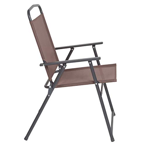 Flash Furniture Nantucket 6-Piece Patio Dining Set with Glass Table, 4 Folding Chairs, and Umbrella, Outdoor Patio Set, Brown Flash Furniture