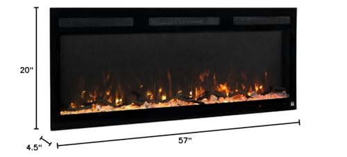 Touchstone Smart Electric Fireplace-The Fury 57" Wide- 4.5" Thin in Wall Recessed-100 Realistic Flame/Ember Bed Color Combos-1,500W Heater-Larger Viewing Area-Alexa/WiFi Enabled Touchstone