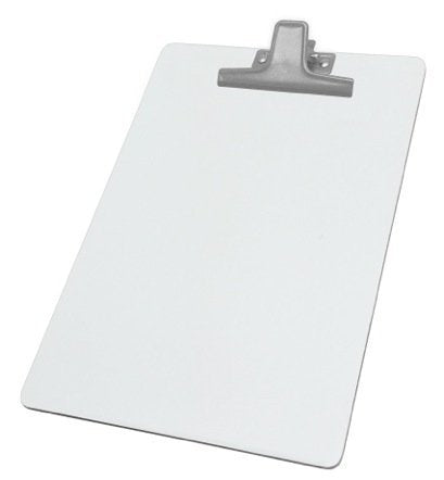 Acrimet White Clipboard Letter Size A4 (13” x 9 1/16”) Premium Metal Clip (Hardboard) (Silver Clip) (6 Pack) Acrimet