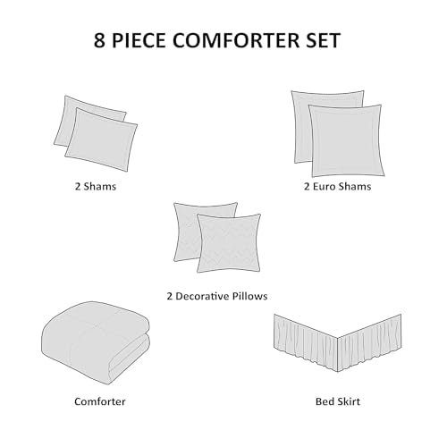 Madison Park Floral King Comforter Set, Cotton Rich Bedding Set Feminine Design Shabby Chic King Size Comforter Sets, All Season Bed Cover with Shams, Bed Skirt, Décor Pillow, Blush 8 Piece Madison Park