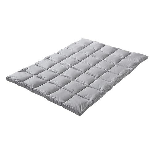 CirclesHome Grey Futon Mattress Toppers with Anti-Slip Anchors - Futon Cover Filled with Plush Down Alternative Fill - Full Size Futon Cover is Soft, Comfortable and Allergy Free (Size: 54 x 75 x 2) CIRCLESHOME