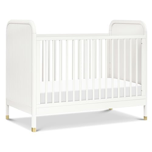 Namesake Brimsley Tambour 3-in-1 Convertible Crib in Warm White, GREENGUARD Gold Certified NAMESAKE