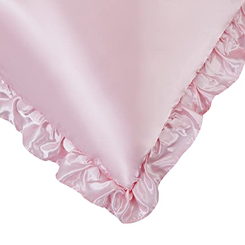 SiinvdaBZX Ruffled Queen Satin Pillowcase Set of 2, Blush Pink Silky Satin Pillow Cases for Women Ruffle Pillow Shams Covers Princess Room Decoration, with Envelope Closure SiinvdaBZX