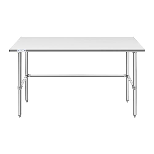 HALLY Open Base Stainless Steel Table 30 x 60 Inches, NSF Commercial Heavy Duty Prep & Work Table with Galvanized Legs for Restaurant, Home and Hotel HALLY SINKS & TABLES H