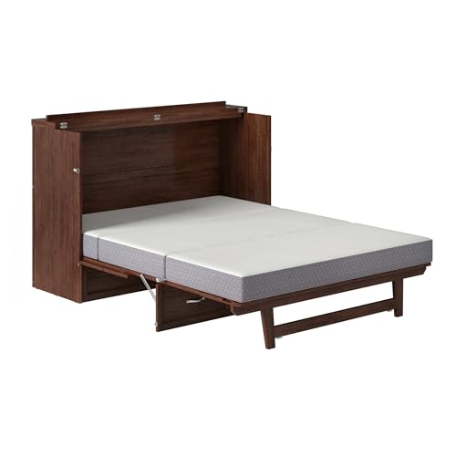 AFI, Northfield Murphy Bed Chest Queen with 6" Mattress, Storage Drawer & Built-in USB Charger, Burnt Amber AFI