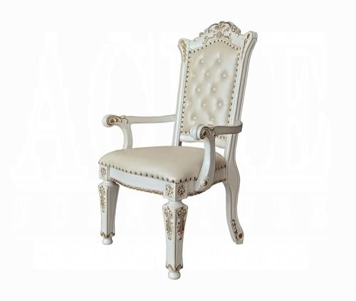 Generic 9-Piece Luxurious Formal Dining Table Set Kitchen Furniture Set Include 1 Extendable Dining Table, 6 Side Chairs and 2 Arm Chairs, Set for 8 Persons (Antique Pearl), Onesize, AH019 Generic