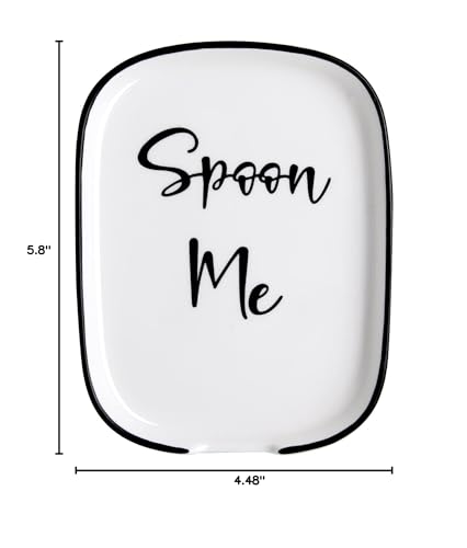 Ceramic Spoon Rest for Stove Top, Large Spoon Holder, Spoon Rest for Kitchen Counter, White Coffee Spoon Rest, Heat-Resistant Cooking Utensil Rest, Modern Farmhouse Kitchen Décor DAYYET