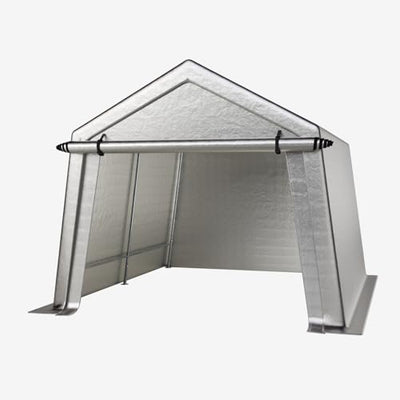 LINKHOO 10x10 FT Portable Garage Carport, Heavy-Duty Storage Shed with 220G Waterproof PE Tarp, Roll-Up Zipper Door & Vent, for Motorcycle, Bike, UTV, Tools, Outdoor Equipment, Gray