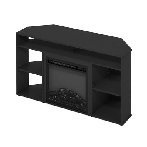 Pemberly Row Corner TV Stand with Fireplace for TV up to 55 Inches Americano Pemberly Row
