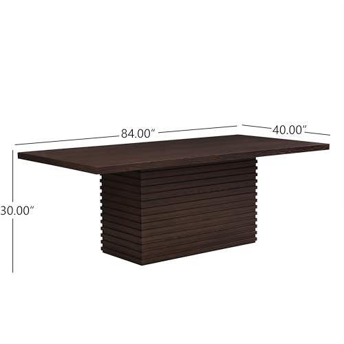 Christopher Knight Home Coad 84 inch Wooden Dining Table, Modern Rectangular Kitchen Dinner Table for 6-8 People, Wave Base Wooden Dining Furniture for Kitchen Office Conference Room, Espresso Brown Christopher Knight Home