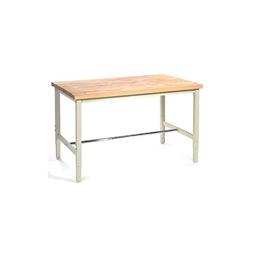 Global Industrial 60" W x 36" D Adjustable Height Workbench, 1-3/4" Thick Maple Top Safety Edge, Tan Global Industrial
