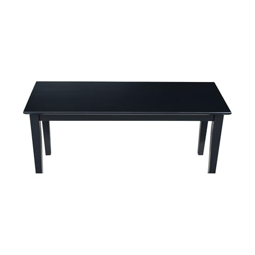 IC International Concepts, Shaker Style Bench Real/Solid Parawood, Kitchen/Dining, Sturdy & Reliable Seating, Easy Assembly, 39"W x 14"D x 18"H, 450 Lbs Wt. Capcity, Black IC International Concepts,