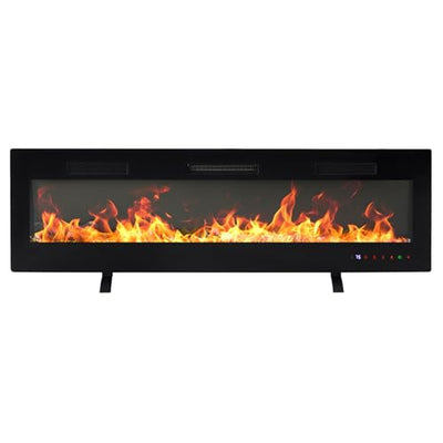 DUMOS 60" Freestanding Electric Fireplace, 1500W/750W Wall Mounted or Recessed Insert Fireplaces Heater with Remote Control,13 Adjustable Flame Color, 12H Timer, Touch Screen,Inky