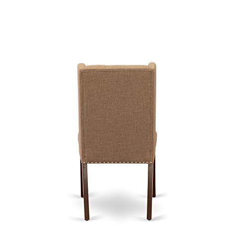 East West Furniture Milan 5 Piece Dinette Set Includes a Rectangle Dining Room Table with Butterfly Leaf and 4 Light Sable Linen Fabric Upholstered Chairs, 36x54 Inch, MLFO5-MAH-47 East West Furniture