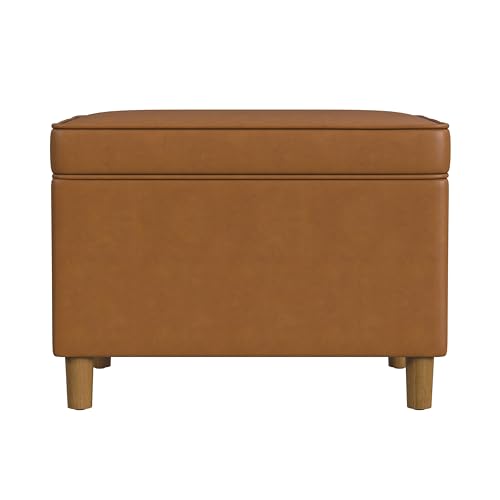 HomePop - Dinah 24" Storage Ottoman- Carmel Faux Leather HomePop