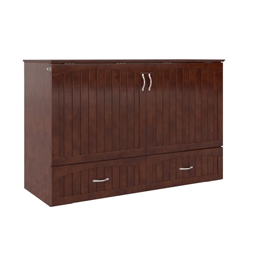 AFI, Southampton Murphy Bed Chest Queen with 6" Mattress, Storage Drawer & Built-in USB Charger, Walnut