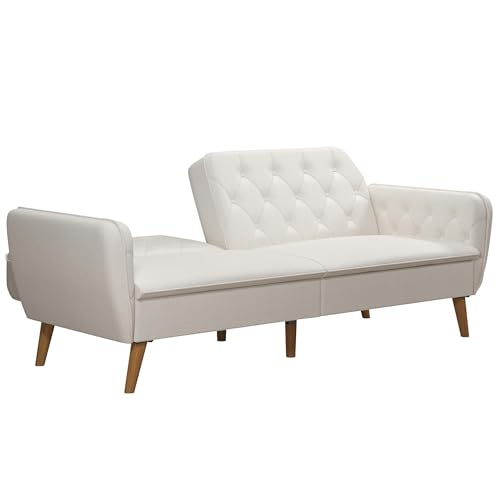 Novogratz Tallulah Memory Foam Futon Couch Bed, Futon Sofa Bed - Ivory Boucle Novogratz