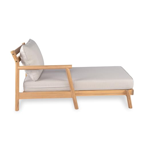 Christopher Knight Home Jorine Patio Chat Set, Acacia Wood Accent Chair, Slat Panel Coffee Table, Sectional L Shaped Sofa, Loveseat and Lounge Chair, Outdoor Conversation Set for Yard, Teak+Beige Christopher Knight Home