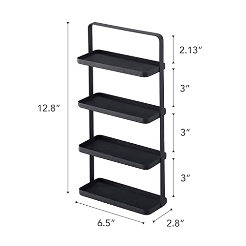 Yamazaki Home Tower 4-Tier Accessory Tray - Jewelry Holder & Storage Organizer - Steel, One Size, Black YAMAZAKI