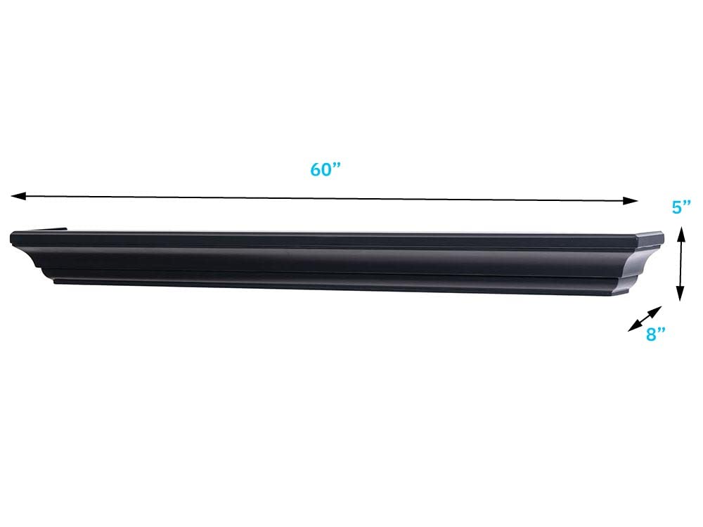 MANTELSDIRECT 60 Inch Floating Fireplace Mantel Wood Shelf in Black - Colton from Mantels Direct | Wooden Rustic Wall Shelf Perfect for Décor and Electric Fireplaces MANTELSDIRECT
