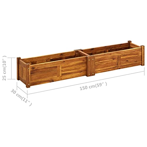 vidaXL Garden Raised Bed, Wooden Raised Flower Bed for Flowers and Plants, Solid Acacia Wood Planter, Outdoor and Indoor Use, Brown vidaXL
