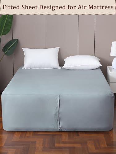 Akicia Twin Fitted Sheet for Air Mattress, with 18-24 Inch Extra Deep Pocket, Soft Breathable Air Bed Mattress Sheet Cover for Inflatable Bed, Grey Akicia