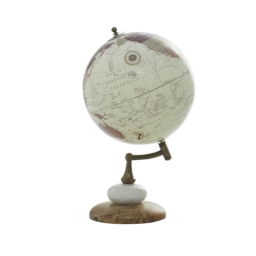 Deco 79 Contemporary Mango Wood Globe Globe, 8" x 8" x 14", Cream Deco 79
