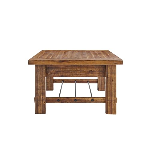 Durango 48-Inch Solid Wood Coffee Table with Storage Shelf Metal Accent – Industrial Farmhouse Living Room Table in Rustic Natural Finish by Alaterre Furniture Alaterre Furniture