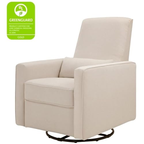 Davinci Piper 360° Swivel Rocker Recliner Chair - Glider Rocking Chair for Nursery and Living Room- GREENGUARD Gold, FSC & Certi-PUR US Certified - Ultra Comfy Glider Recliner Nursery Chair - Cream