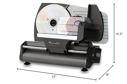 Professional Series Meat Slicer, Cuts Meat, Cheese, Bread, Fruit & Vegetables, Adjustable Slice Thickness, Stainless Steel Blade, Safe Non-Slip Feet, For Home Use, Easy To Clean Professional Series
