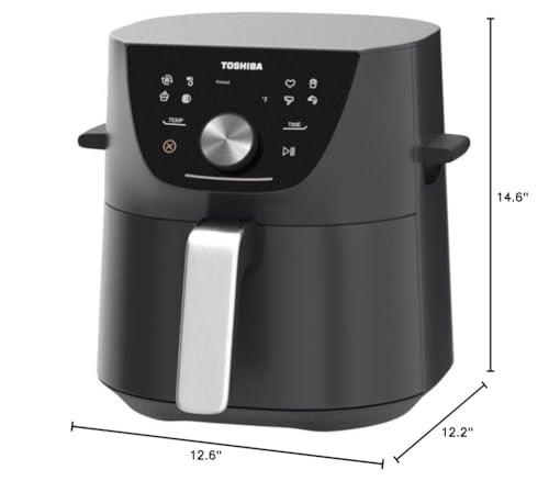 Toshiba 5.5QT Air Fryer with Heat-Q Technology, Quick and Easy Meals, 8 Preset Menus and Menu-IQ Function, 1-Degree Fahrenheit Precision, 90% Less Oil, Double-Sided Handles TOSHIBA