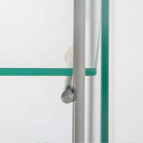 JT Floor Standing Tempered Glass Display Cabinet with 4 Shelves and Doors for Living Room, Bedroom, and Office JT