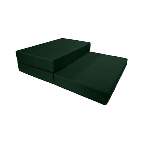 D&D Futon Furniture Hunter Green Twin Size Shikibuton Trifold Foam Beds, Folding Ottoman Mattresses, High Density Foam, 75 x 39 x 6 in Thick D&D Futon Furniture