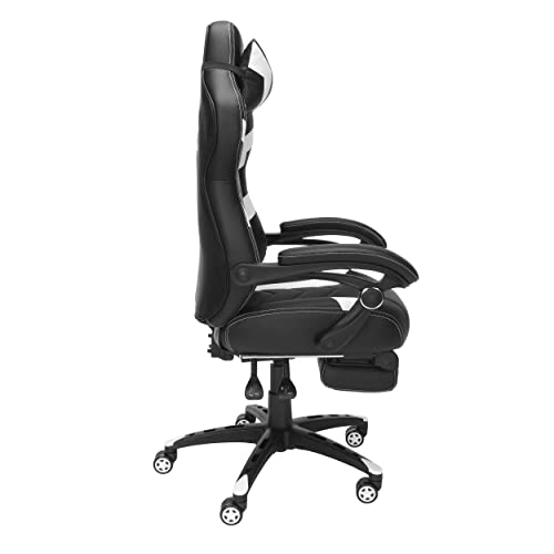 RESPAWN 110 Pro Gaming Chair - Gaming Chair with Footrest, Reclining Gaming Chair, Video Gaming Computer Desk Chair, Adjustable Desk Chair, Gaming Chairs For Adults With Headrest Pillow - White RESPAWN