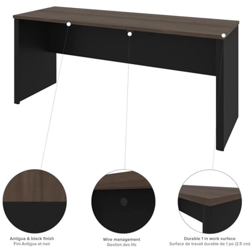 Atlin Designs Contemporary 5 Piece Wood U Shaped Computer Desk in Antigua/Black Atlin Designs