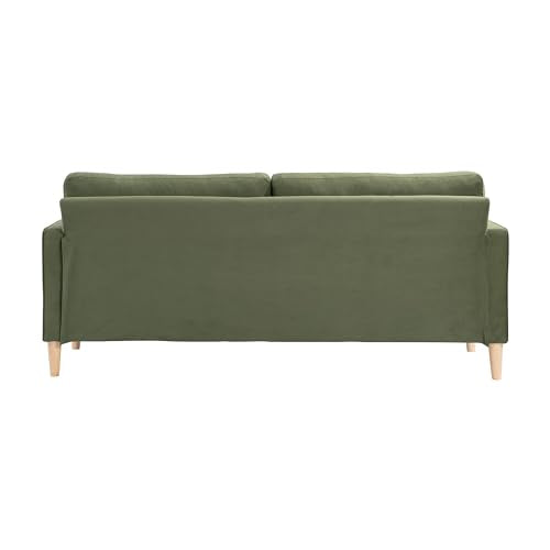 Studio Living® Lexington 75.6" Sofa, Mid-Century Modern, Pocket Coil Comfort, Easy Assembly, Velvet Fabric, Olive Green Studio Living