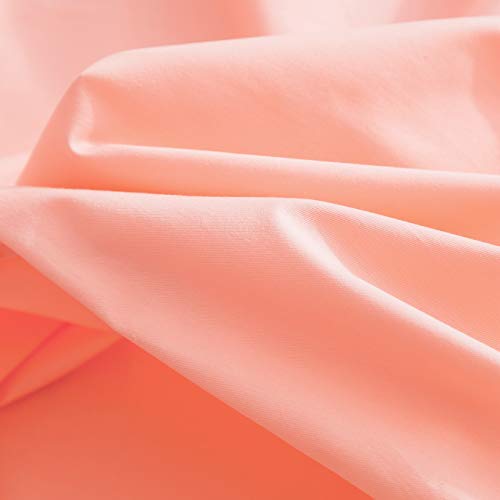 SUSYBAO 100% Cotton Duvet Cover Twin 2 Pcs Set 1 Princess Single Pink Duvet Cover with Zipper Ties 1 Pillow Sham Solid Color Peach Pink Bedding Set Soft Breathable SUSYBAO