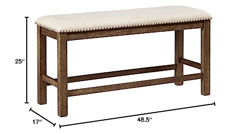Signature Design by Ashley Morriville Counter Height Upholstered Dining Room Bench, Brown Signature Design by Ashley