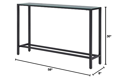 SEI Furniture Darrin Narrow Mirrored Top Console Table, 56", Black SEI Furniture