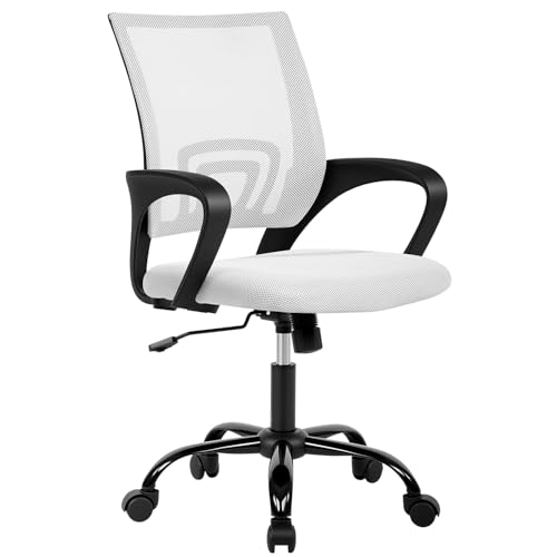 BestOffice Office Chair Ergonomic Desk Chair Mesh Computer Chair Lumbar Support Modern Executive Adjustable Stool Rolling Swivel Chair for Back Pain,White BestOffice