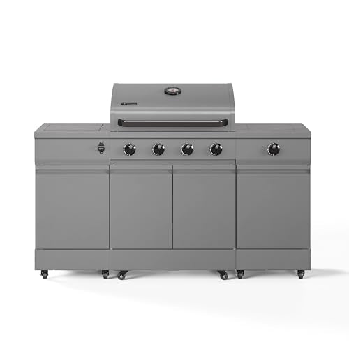 Tytus Fresno 60,000 BTU 5 Burner Propane or Natural Gas Island Grill & Storage Cabinets, 864 sq. in. cooking area, 4 Burner 48,000 BTU Grill, 12,000 BTU Side Burner, 304 Steel Burners, Ice Bucket TYTUS