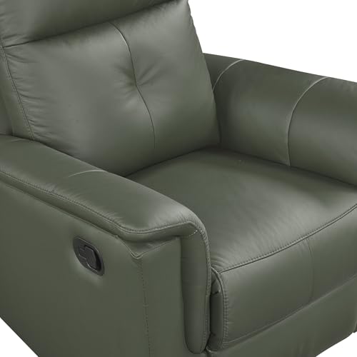 Lexicon Swivel Glider Recliner Chair, Comfy Nursery Glider, Top Grain Leather Match Recliner, Manual Reclining Chair for Living Room/Office/Apartment, Green Lexicon